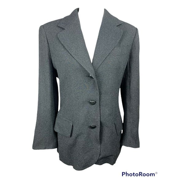 Vintage Cheap and Chic MOSCHINO Suit 10 Charcoal Gray Pants Blazer Jacket 90s - Picture 3 of 12